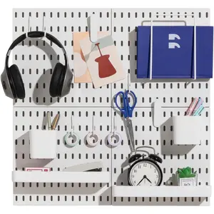 Pegboard Combination Kit, Pegboards and Accessories Modular Hanging for Wall Organizer, Crafts Organization, Ornaments Display,  Storage, Peg Board (White, 22?x22?)