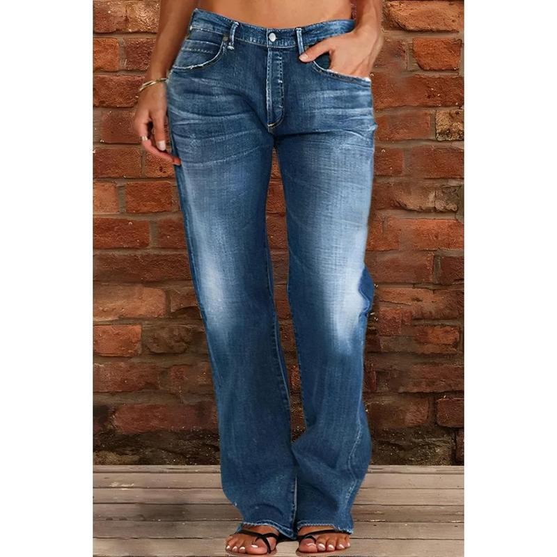 Women's Ripped Jeans Mid Rise Straight Leg Denim Jean Plus Size Boyfriend Jeans Baggy Flare Pants 90s Hippie Clothes