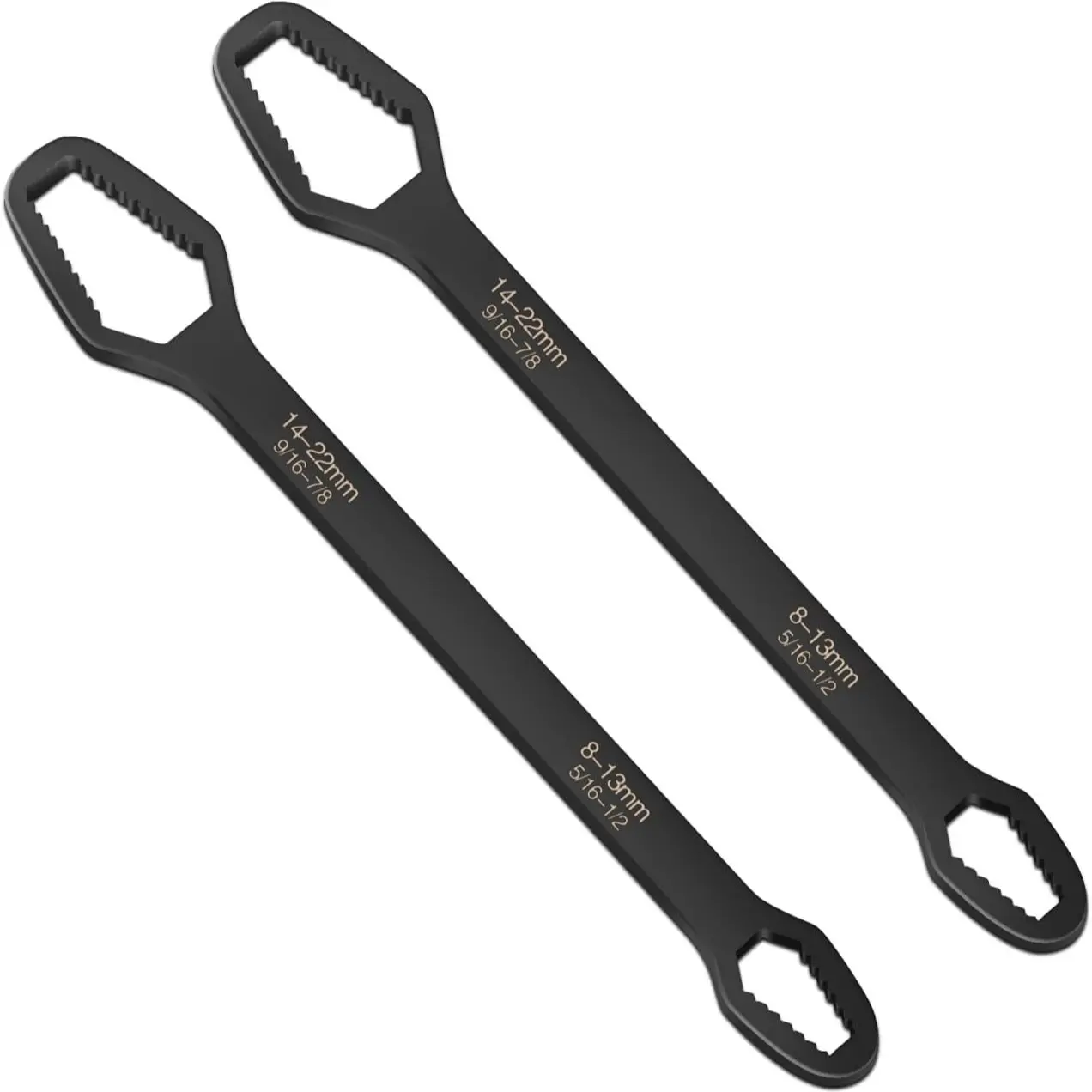 2pcs Universal Self-Tightening Multifunctional Wrench 8–22mm, Double-Ended Adjustable Tool for Home & Auto Repair, All-In-One Versatile Wrench Set