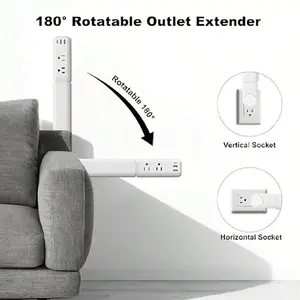 5in 1 Telescopic Outlet Extender With 2 AC Outlets, USB-A And USB-C Ports| 180° Rotating Wall Plug, Ideal For Hard-To-Reach Areas Behind Nightstands, Sofas And More