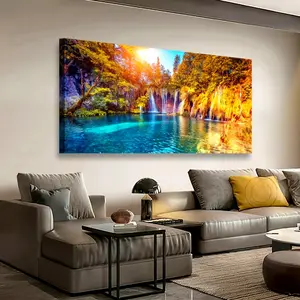 Valley Lake Landscape Wall Art Wood Frame Canvas Modern Forest Nature Mural Ocean Inspired Design Decorative Artwork for Room Decoration Print for Living Room Abstract Canvas Wall Art -Home Office Decor Poster Decoration Ornaments Artistic Photo