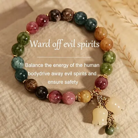 Lily of the valley pendant colored beryl bracelet, Crystal bracelet Back to school season Teacher's Day gift Help improve career luck Balance human energy Exquisite and versatile Unisex gift for family, good friends, teachers