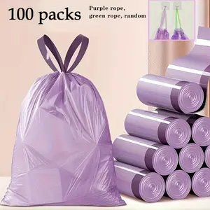 Portable Drawstring Trash Bags Set, 100pcs Disposable Garbage Bags, Sturdy Trash Bags, Durable Waste Storage for Home, Party, Outdoor, Travel, Camping