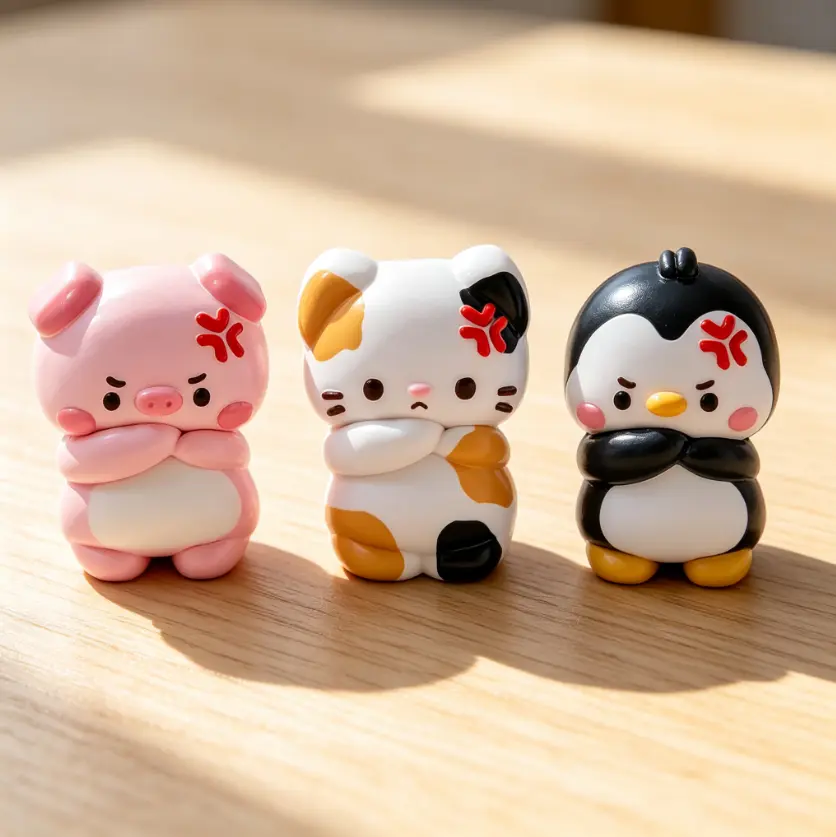 Taba Handmade Angry Animal Squishy Toy Set - 2 Kawaii Styles (Calico Cat, Penguin) - Slow Rising Fidget Sensory Stress-Relief Collectible Plush Mini Backpack Charm Gift for Teens