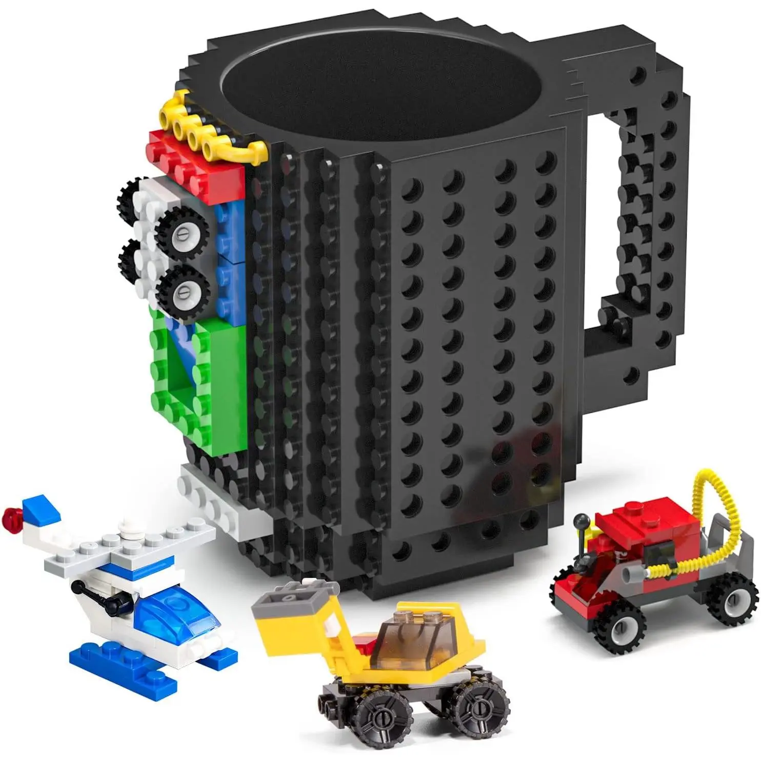 Build on Brick Mug, Cool Coffee Mugs for , Creative Novelty Building Block Cups, Funny Coffee Mug for Men Adults Women Xmas Christmas - Black