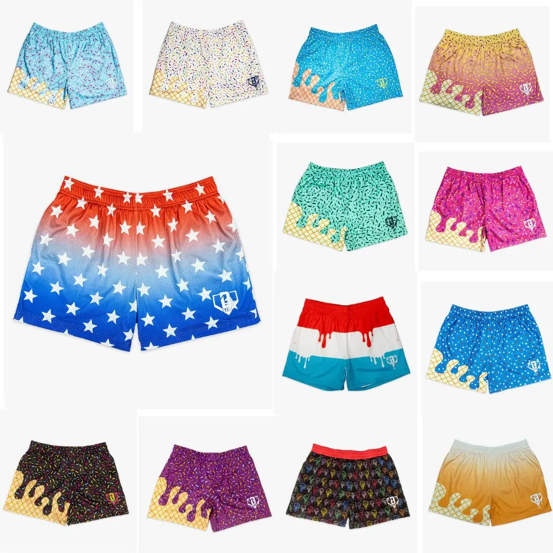 Men's Ice Cream Inspired Mesh Shorts - Casual Menswear Sports Bottoms for Running, Gym