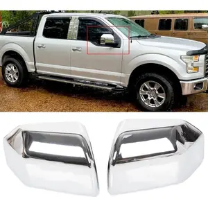 HECASA Top Half Upper Mirror Covers Compatible with 2015-2020 Ford F150 (Chrome, Pair) Replacement Car Accessories Automotive Truck Vehicle