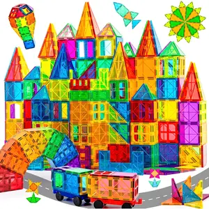Magnetic Building Blocks Toy Set with and Magnetic Cars, Creative Educational Construction Toys for Kids Ages 3-12, Birthday Gift, Magnetic Building Tiles