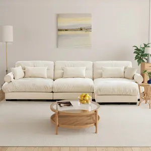 Oversized Modular Sectional Sofa,L-Shaped Cloud Couch with Ottoman and Pillows for Living Room,Home Theater,Apartment