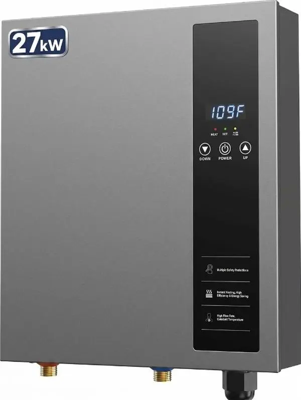 13kW/18kW/27kW Electric Tankless Water Heater, Instant Hot Water Heater with LCD Digital Display, Whole House On Demand Heating System, High Flow Multiple Outlet Supply, Energy Efficient Indoor Installation