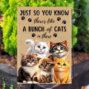 2D Door Banner 1pc WhimsyCat Double-Sided Polyester Garden Flag, Weather-Resistant Outdoor Banner for Home, Garden & Yard Decor, Multipurpose Cat Design Flag