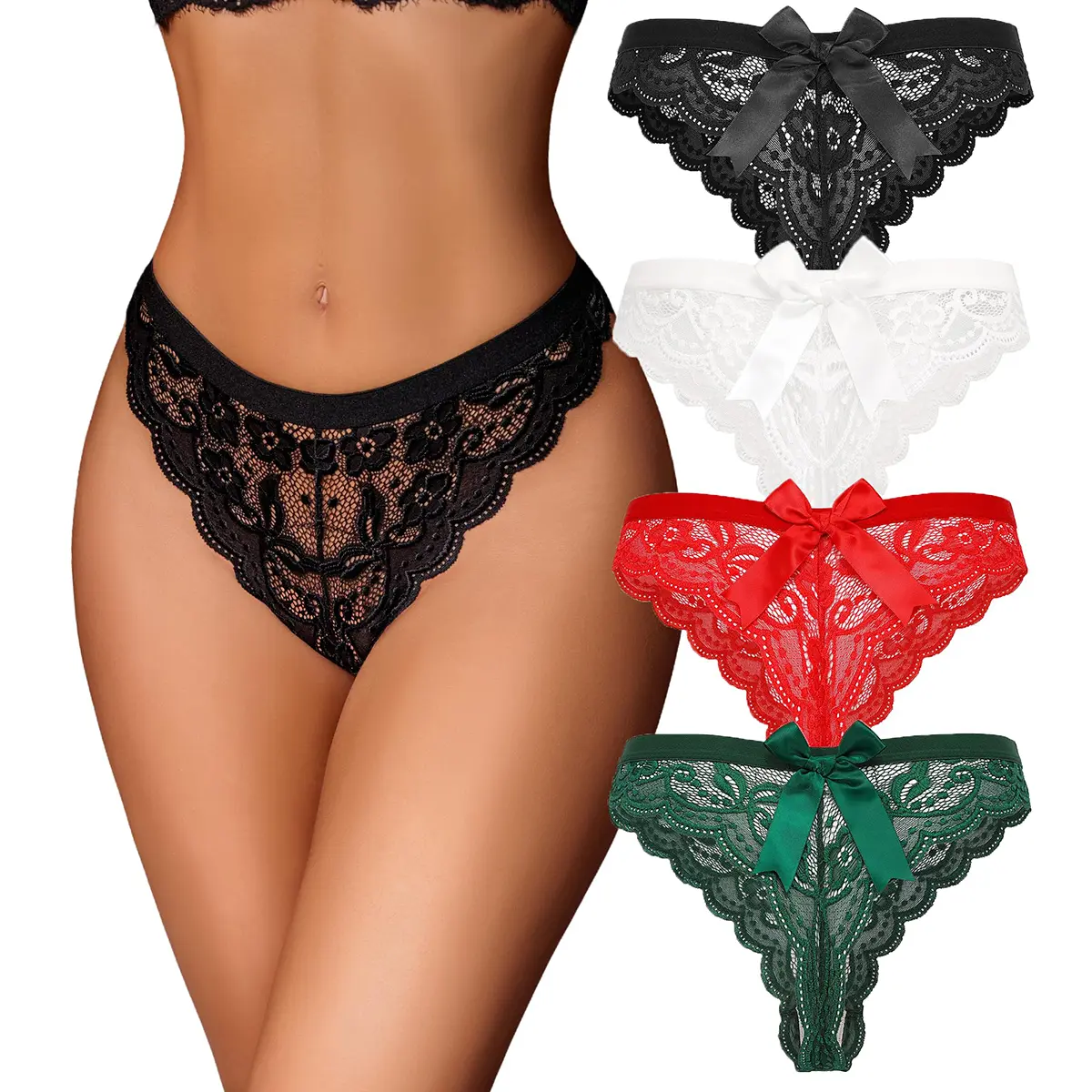 Avidlove Women's Lace Thongs - Low Waist T-Back, Stretchable Colorful Cute Fabric, Breathable Floral Nylon Spandex Womenswear Lingerie