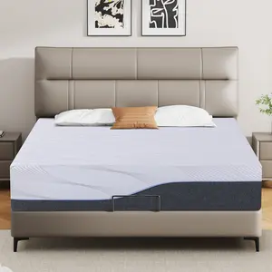 White/Gray Gel Memory Foam Medium-Firm Mattress, Fiberglass-Free Cover, Back Pain Relief, CertiPUR‑US Certified, Made in USA