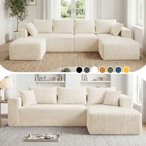 118&92.5" L/U-Shaped Modular Boneless Sectional Couch Oversized Deep-Seat No Assembly Required Suitable for Living room/Bedroom/Apartment 0015BG
