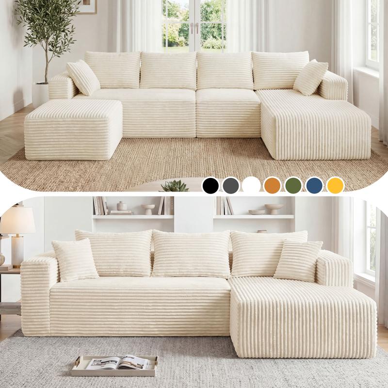 【2 Packages Shipping】118&92.5" Modular Boneless Sectional Couch Oversized Deep-Seat No Assembly Required Suitable for Living room/Bedroom/Apartment 0015BG