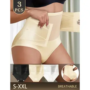 QUASTI Women’s High Waisted Crossover Panties, Tummy Control Seamless Shapewear, Soft Breathable No Show Postpartum Underwear S-XXL