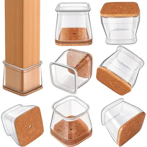 Square Silicone Chair Leg Floor Protectors, 20 Pcs Large Silicone Furniture Leg Pads Caps Covers for Hardwood Floors, Protect Wooden Floors from Scratching, Fit 1-1/16" to 1-5/8"