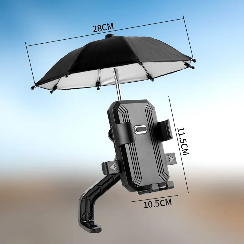Smartphone Umbrella Mount - Protective Cellphone Accessory for Mobile Devices, GPS Navigators, Blocks Rain, Sunlight, Reduces Glare, Prevents Screen Reflection, Essential for Travel