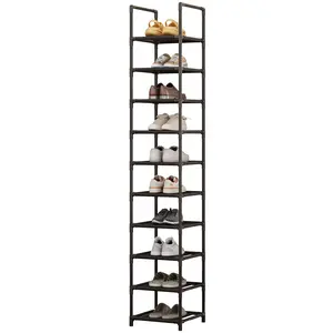 Garvee 10-Tier Shoe Rack with Durable Metal Frame and Removable Fabric Shelves, Tall Space-Saving Corner Organizer for Closet, Entrance, and Living Room Storage
