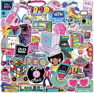 50 PCS 80s 90s Stickers for Kindle Adults Vintage 80s 90s Stickers for Water Bottles Scrapbook Book Waterproof Party Favors & Gifts (8090s)