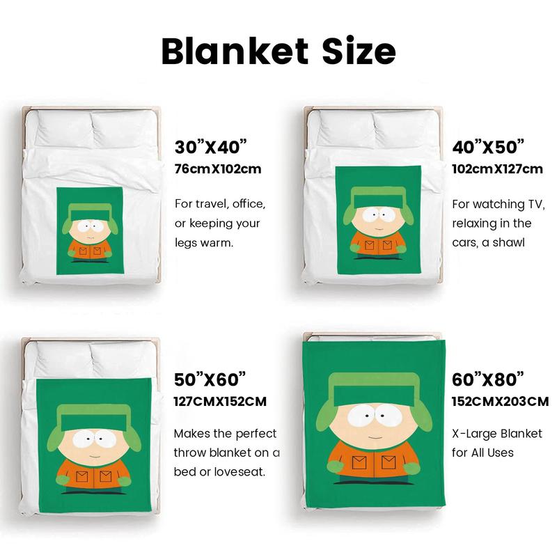 South Park Kyle Green Hood Throw Blanket - Classic Character Close-Up, Soft & Vibrant