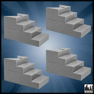 Set of 4 Deluxe Gray Breakable Ring Stairs For WWE & AEW Wrestling Action Figure Rings