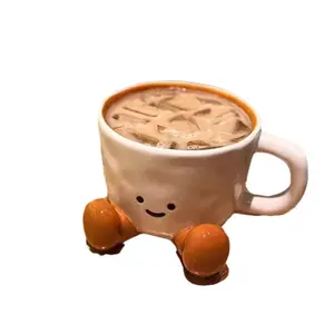 Cute Cartoon Printed Ceramic Coffee Mug, Unique Handmade Water Cup, Funny Novelty Gift, Ideal Present for Tea Coffee Lovers, Daily Home Office Drinkware & Birthday Surprise