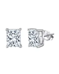 Amara Sterling Silver and Moissanite Radiant Cut Studs