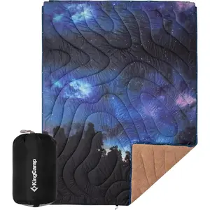 KingCamp Ultralight Camping Blanket - Portable, Ultra Light Packable Down Alternative Puffy Printed Wearable Blanket with Snap Buttons, Corner Loops, Weatherproof Quilt for Outdoor Travel, Stadium (79"x57", Forest), Portable Blankets, Ultra Light Blankets
