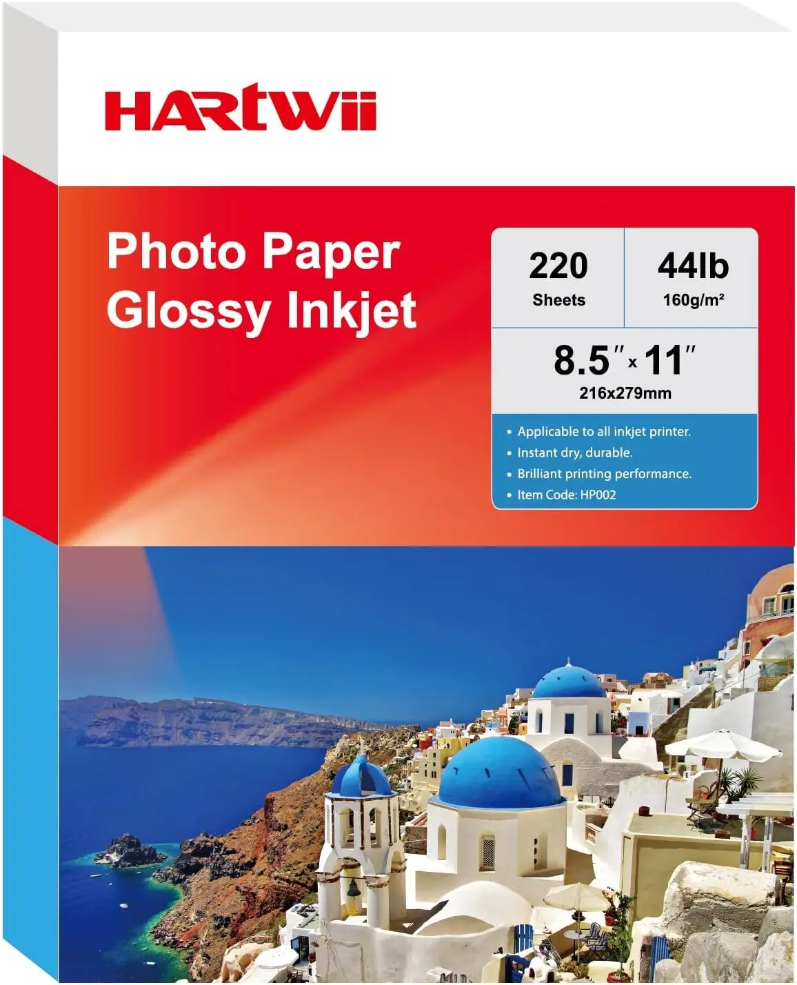 220 Sheets Photo Paper Glossy Inkjet 8.5x11 44lb 160Gsm A4 Letter Size Suitable for All Dye Ink Printers for Calendar Menu Brochure Paper Flyers Paper, Cards