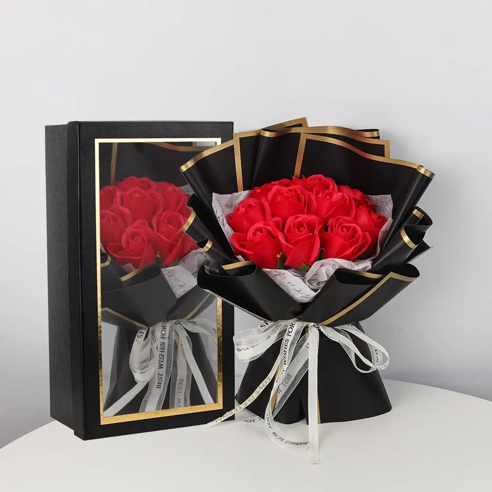 Artificial Rose Bouquet with Gift Box, Romantic Rose Flower Bouquet, Decorative Flowers for Home Party Wedding, Gift for Her, Home Decor, Fruit, Artificial Flower Plant, Artificial Fake Flowers