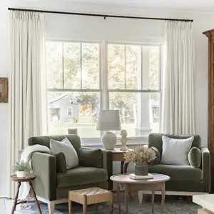 TWOPAGES Liz 1Pc Faux Linen Pinch Pleat Curtain Panel - Light Filtering Unlined Drapes, Eco-Friendly OEKO-TEX Certified Linen-Textured Fabric, Adjustable Hooks & Length for Bedroom & Home Decor, Deals For You, Summerwins