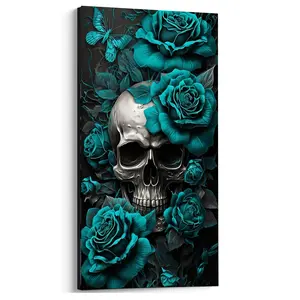 Large Size Skull Diamond Painting Kits for Adults, Gothic Rose DIY 5D Diamond Art Kits,Full Drill Diamond Dots for Beginner, Diamond Mosaic Gem Art and Crafts,Halloween Wall Decor,15.7x27.5inch