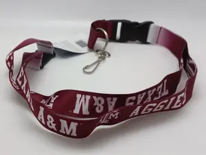 Ribbon Lanyard Texas A&M Breakaway 1" Red/White Aggies Crossover Style Badge Holder red