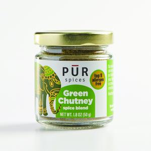 PUR Spices Green Chutney Masala I Spicy Mix of Cilantro, Mint, Green Chilis and Cumin I All-Purpose Indian Spice Blend, Perfect for Chaat, Grilling, Sandwiches, or Salads | 1.8oz Jar