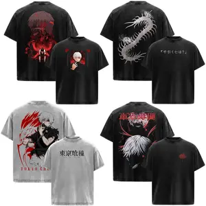Ken Kaneki Tokyo Ghoul Anime Manga Acid Washed 230GSM Heavyweight Cotton T Shirt Collection - Size S to 3XL - Unisex Vintage Streetwear Oversized Crewneck Merch - Gift for Anime Fans