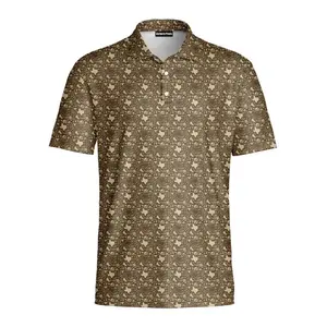 Vintage Western Pattern Polo for Men | Brown Cowboy Style Golf Shirt, Soft Breathable Summer Wear