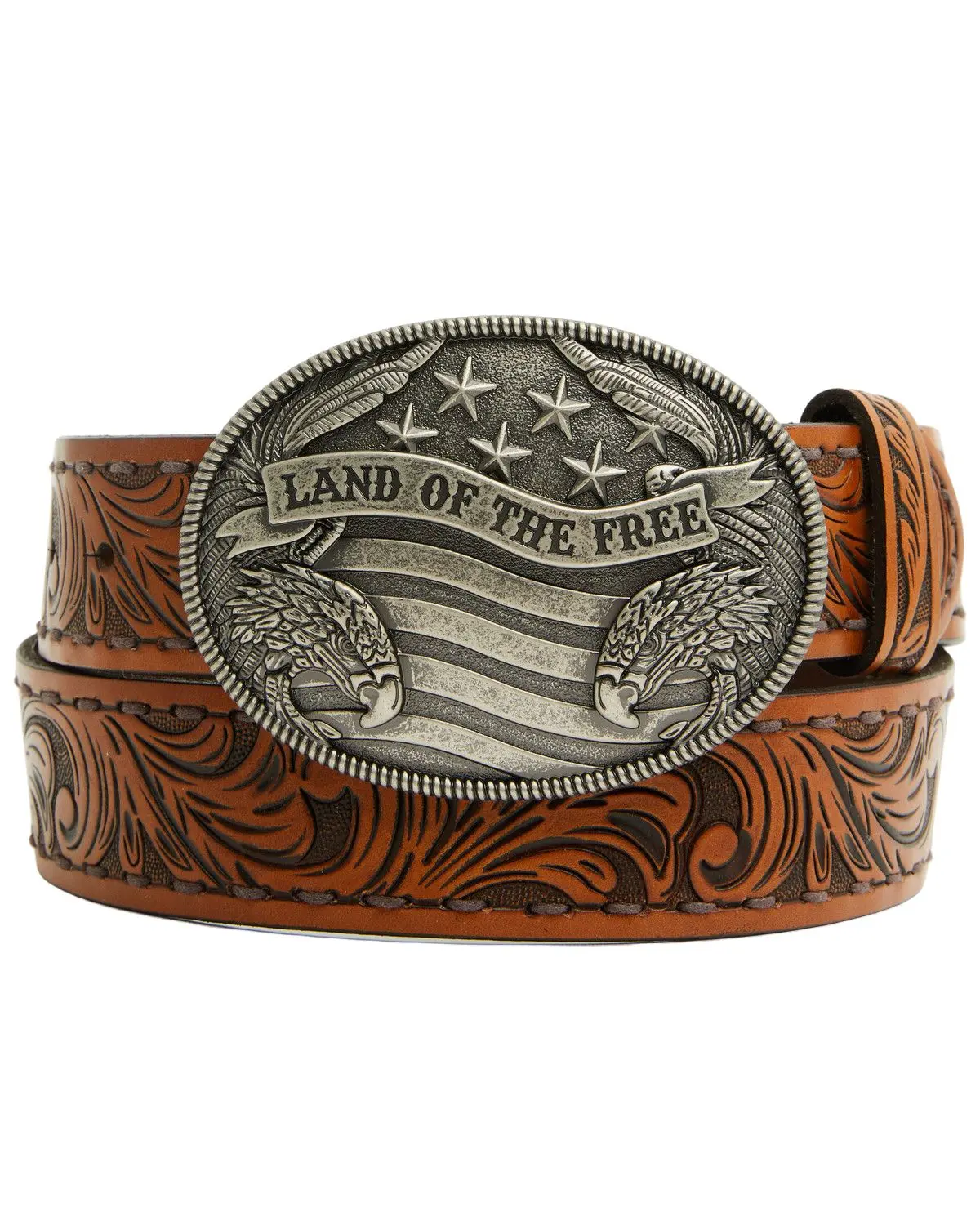 Cody James Men's Men'S Land Of The Free Tooled Buckle Belt - Cjafa25bt6-Bn