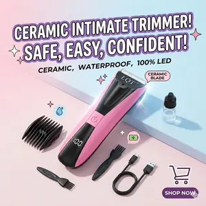 LQT Electric Body Hair Trimmer, IPX7 Waterproof Pubic Hair Shaver for Women & Men, Rechargeable Groin & Bikini Trimmer with LED Display, No Irritation, Safe for Sensitive Skin