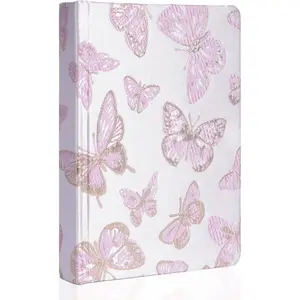 A5 Embroidered Fabric Journal for Women Men, College Ruled Journals for Writing, Butterfly Hardcover Notebooks for Work Business Home School