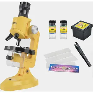 Educational Microscope Toy, 1200x Magnification Microscope Toy with Large Eyepiece, Adjustable Focus Wheel, Science Toy for Ages 6-12