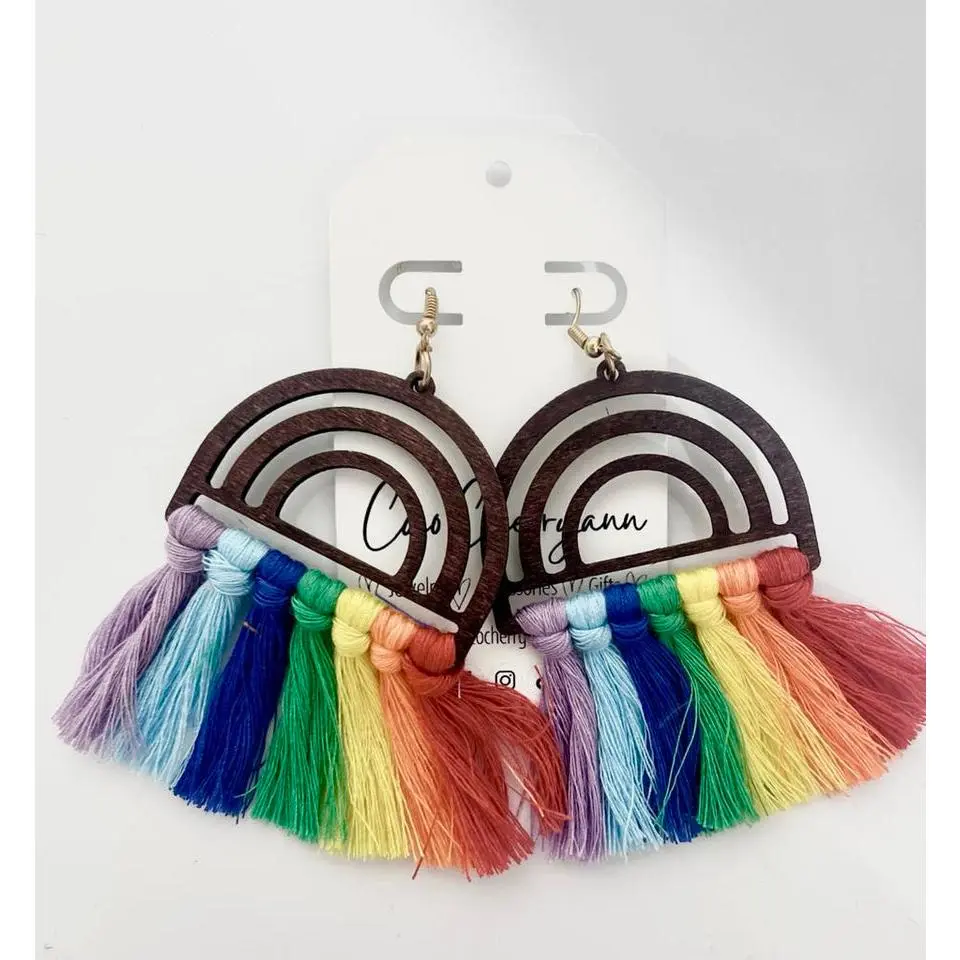 Rainbow Macrame Earrings