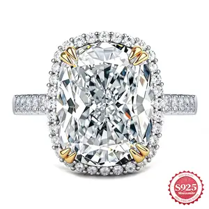 10 CT D Color VVS Clarity Moissanite Ring 10*14mm Elongated Cushion Cut S925 Sterling Silver Perfect Gift for Men Women on Valentine’s Day Weddings  Birthdays Parties