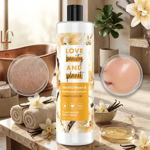 Love Beauty and Planet Plant-Based Body Wash Hydrate & Restore Vanilla Bean & Hyaluronic Serum No Sulfate Cleansers, Cruelty Free, 92% Naturally Derived 20 oz