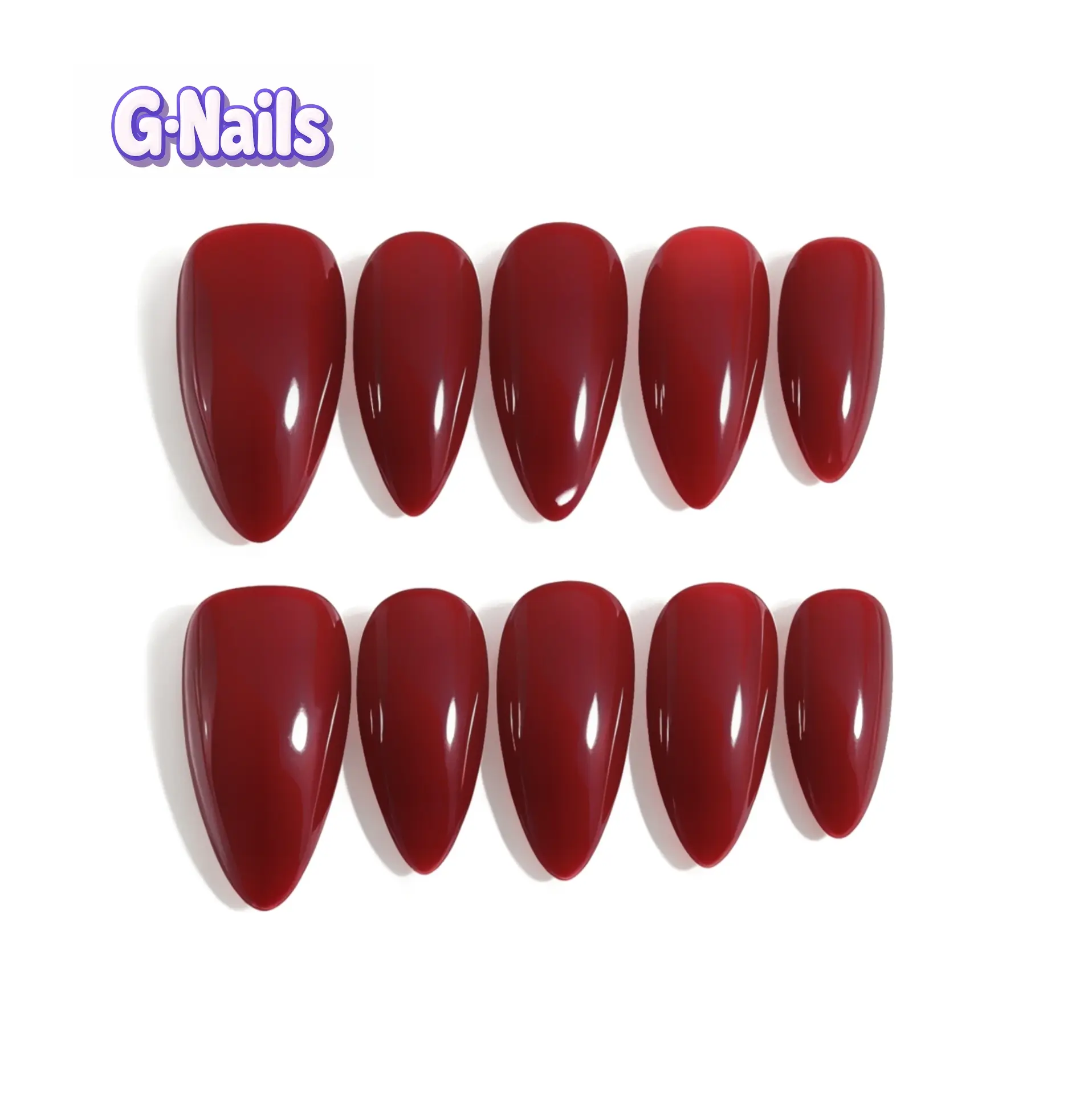 G Nails A63 Boss Lady Vintage Classic Red Christmas Nails 10 pcs Handmade Press On Nails Reusablenails Handpaintednails Rednails Almond Nails