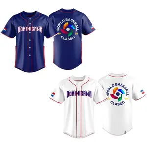 Dominican Republic Baseball Fan Jersey - Classic Baseball Jersey – Retro International Baseball Style Button Up Sports Shirt for Men