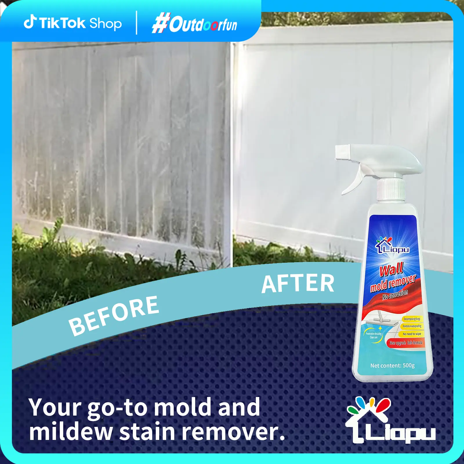 Liapu Highly Instant Unscented All-Surface Anti-Bacterial Disinfection Spray - Home Supplies All Purpose Cleaner, Mold & Mildew Stain Treater, Regrowth Preventer, 0-500 ml, for Indoor/Outdoor Use