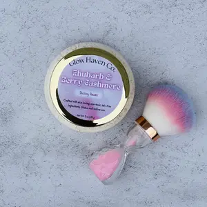Glow Haven Co. Rhubarb & Berry Cashmere Dusting Powder - Talc Free, Skin Loving, Non Toxic Ingredients, 3 oz Jar