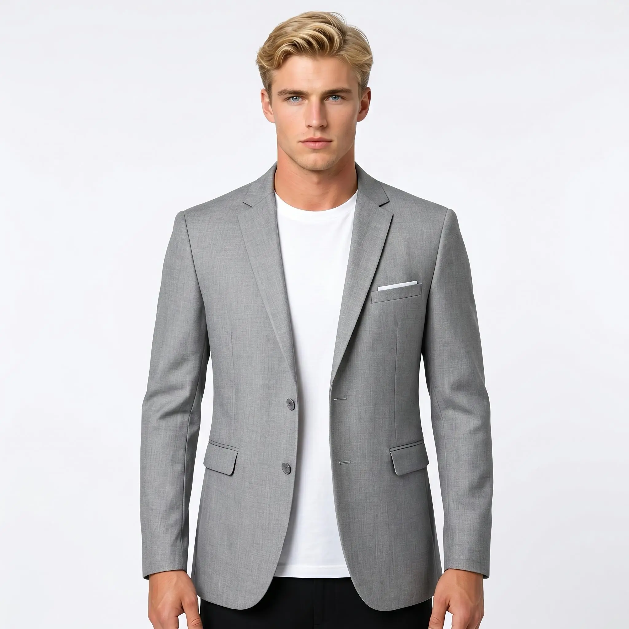 Slim Fit Grey Suit Jacket – Wrinkle-Resistant Tailored Blazer, Perfect for Office, Dates & Casual Wear