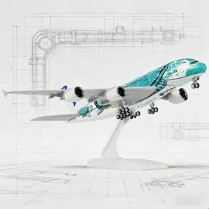 1/240 Scale A380 Green Turtle 30cm Large Authentic Replica Collector Model Decorative Display Piece for Men Aviation Enthusiasts Perfect Christmas and Birthday Gift
